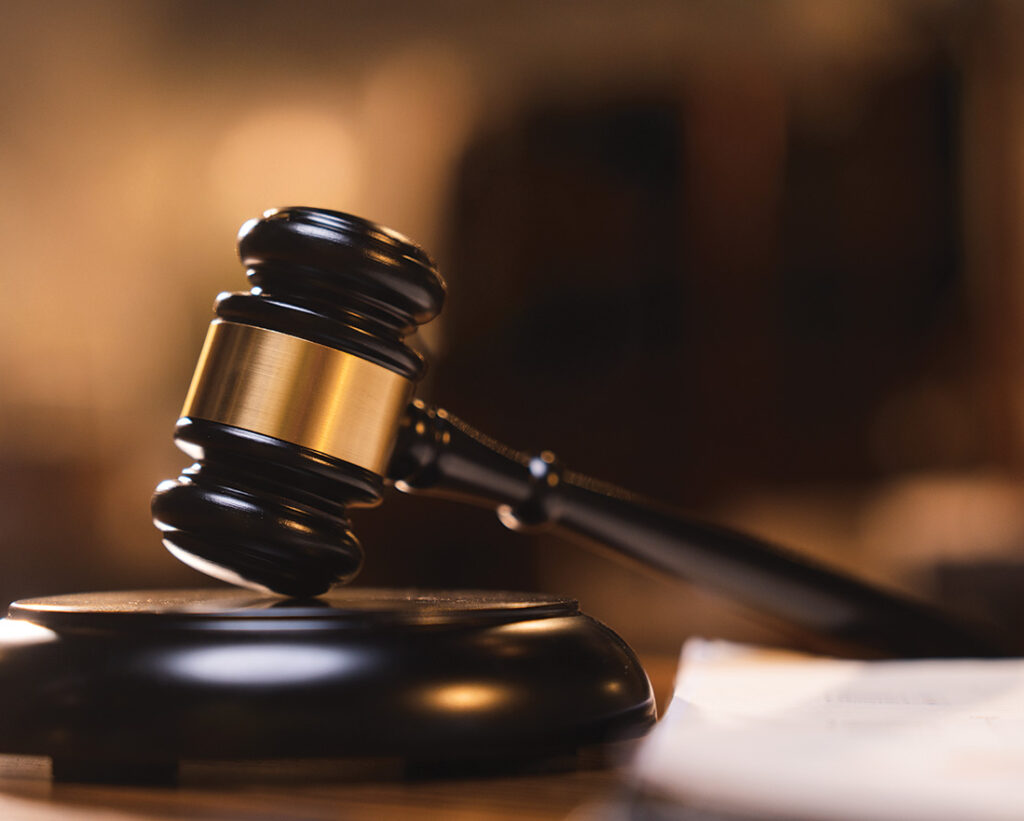 Gavel on a courtroom bench at a probate hearing with Probate Attorney Kamila.